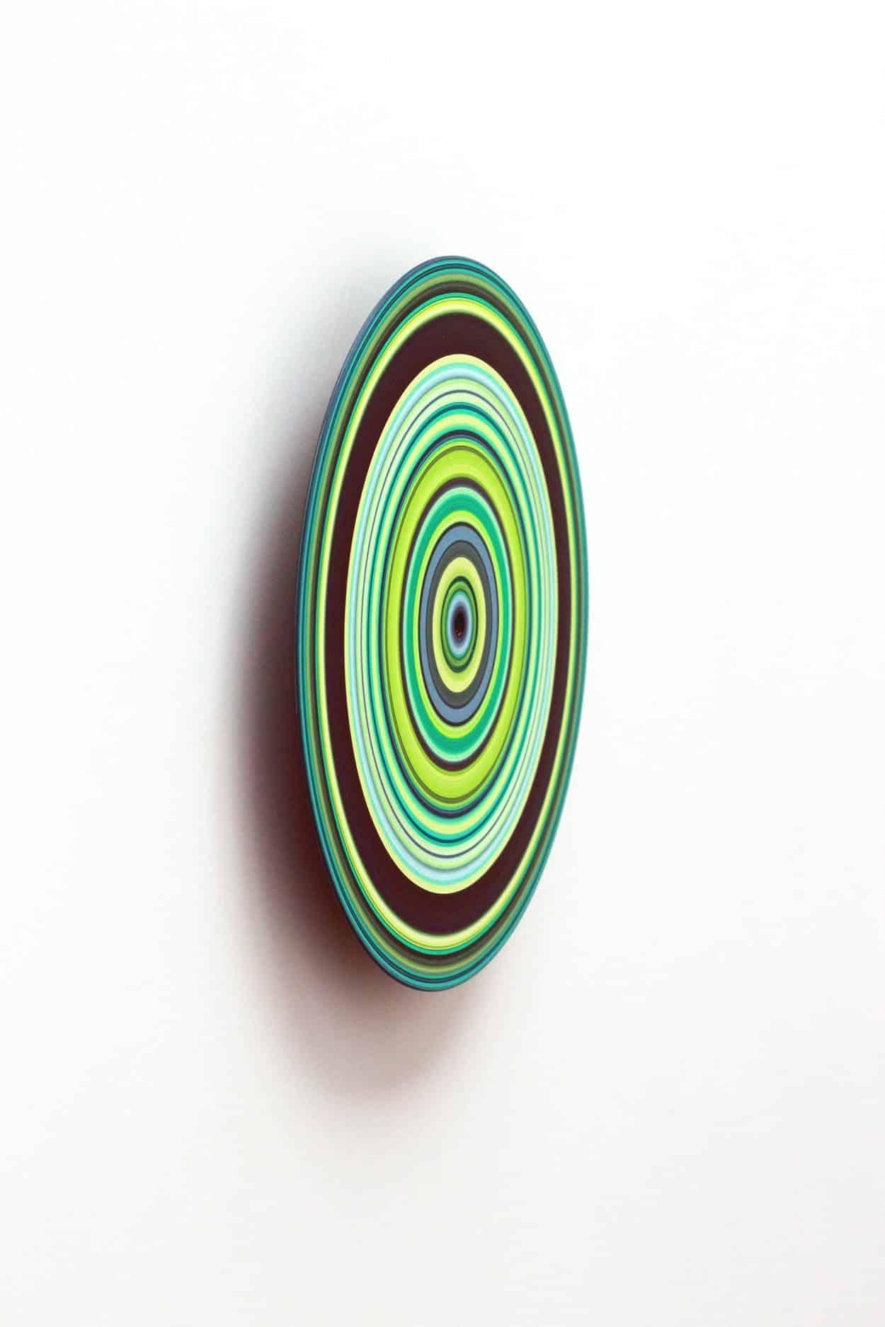 Green Edition No.01m by Doris Marten - Oil on vinyl, music, circle, line, vivid For Sale 3