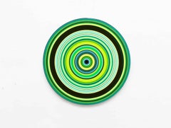 Edición Verde nº 01m de Doris Marten - Óleo sobre vinilo, música, círculo, línea, vivo