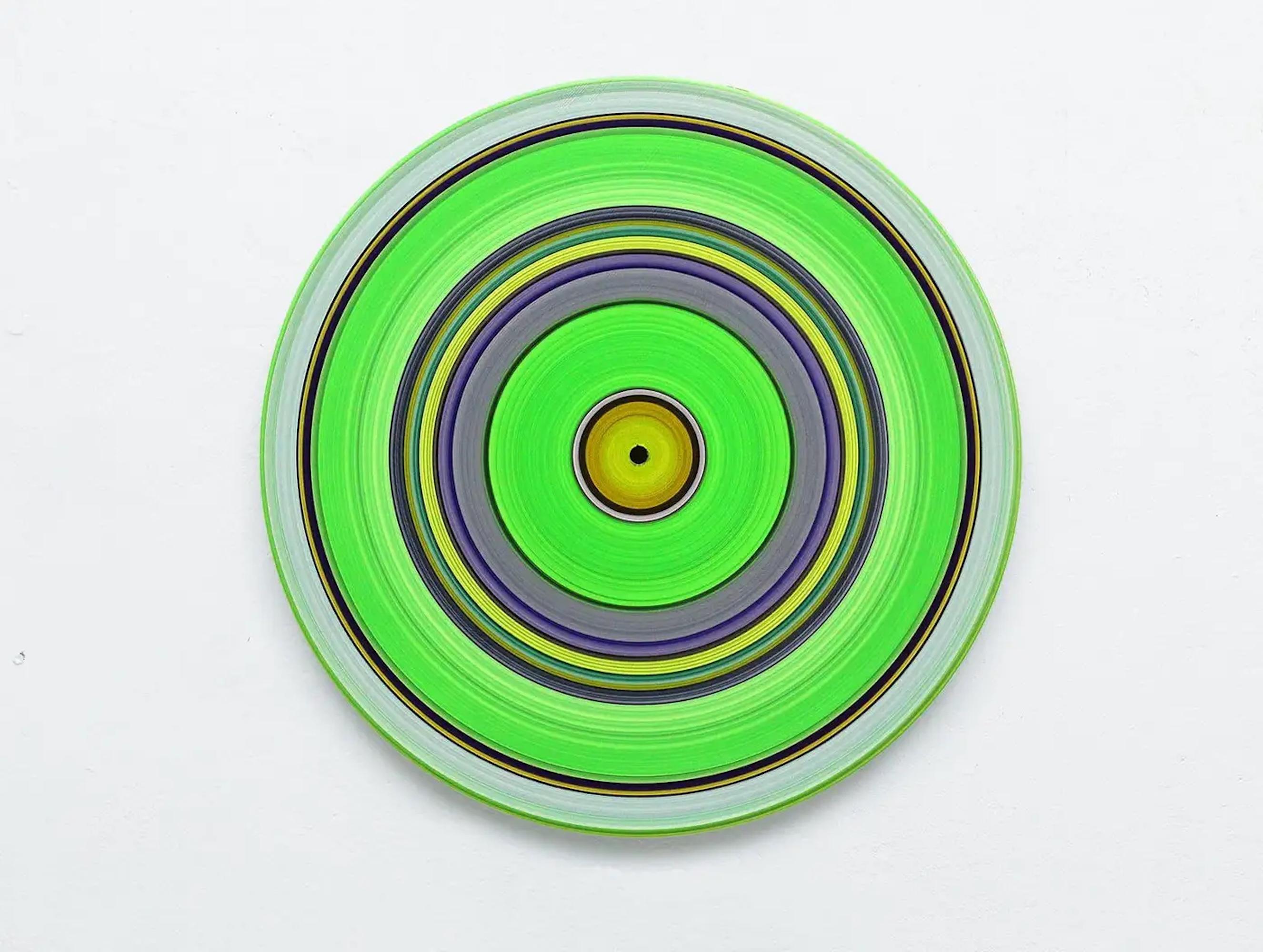 Doris Marten Abstract Painting - Green Edition No.12, Sound & Vision series by D. Marten - Painting on vinyl