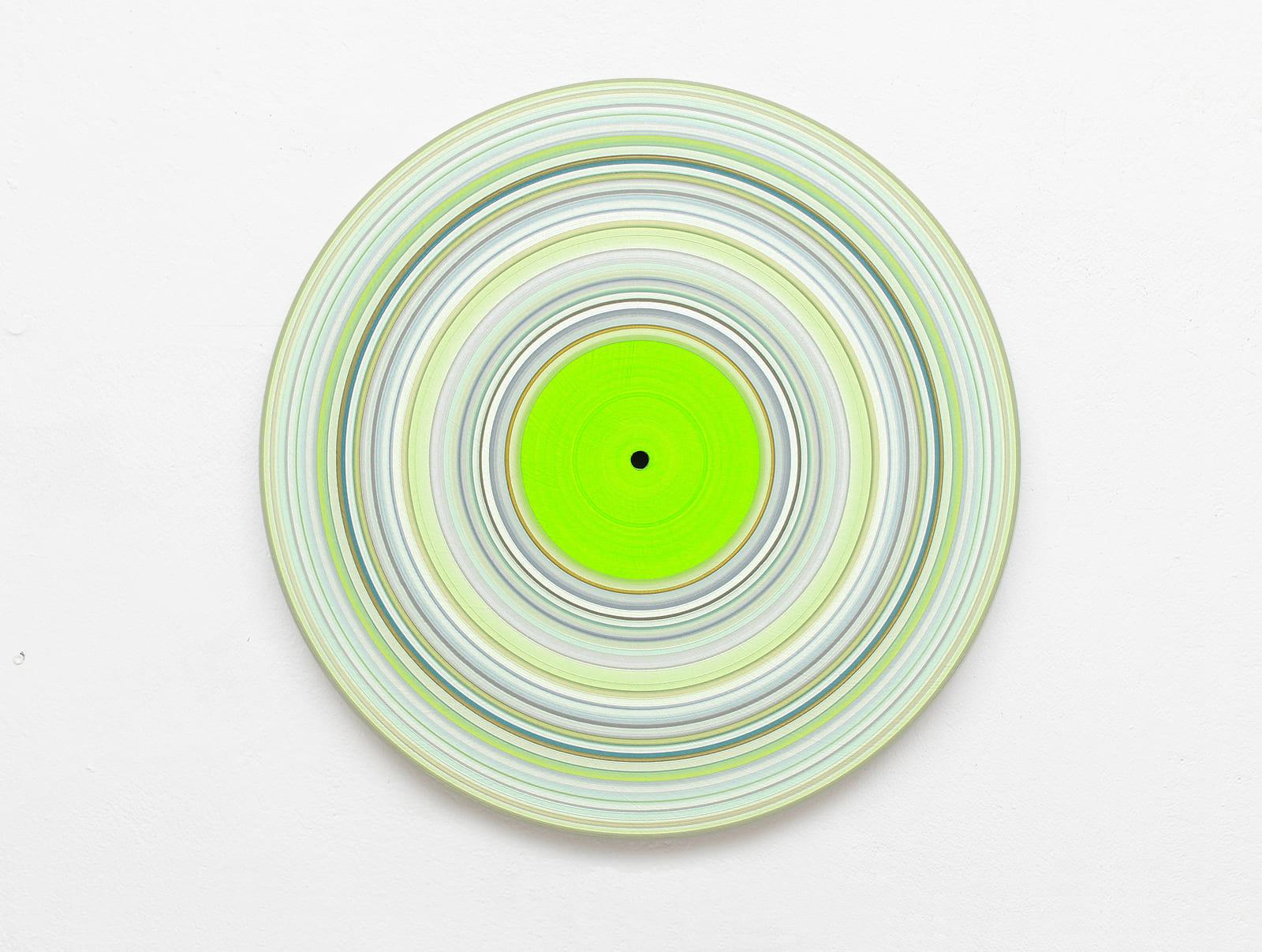 Doris Marten Abstract Painting - Green Edition No.15 (Sound & Vision series) - Abstract painting on vinyl