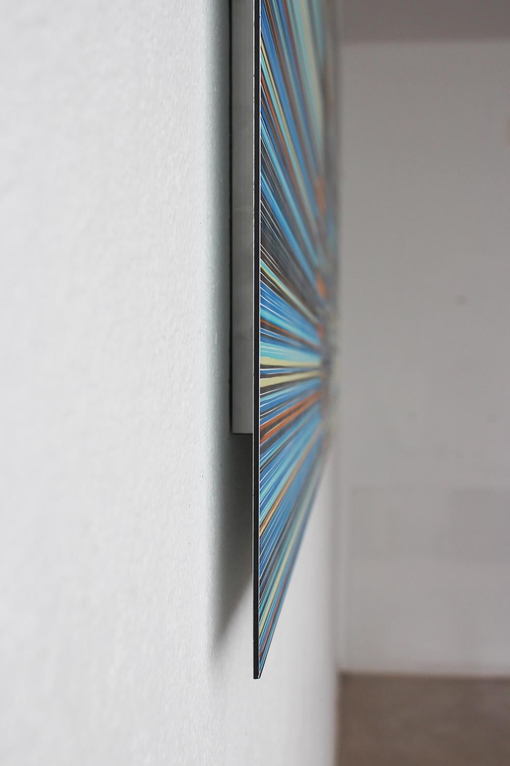 Louche n°51 de Doris Marten - Peinture abstraite, minimaliste, bleue, lignes, jaune en vente 3