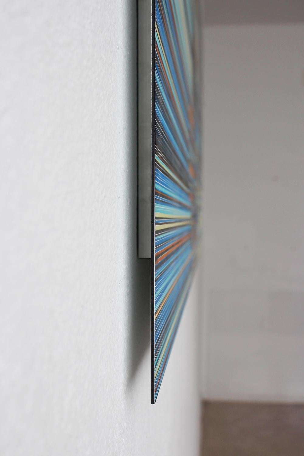 Layer No.51 by Doris Marten - Abstract painting, minimalist, blue, lines, yellow For Sale 3