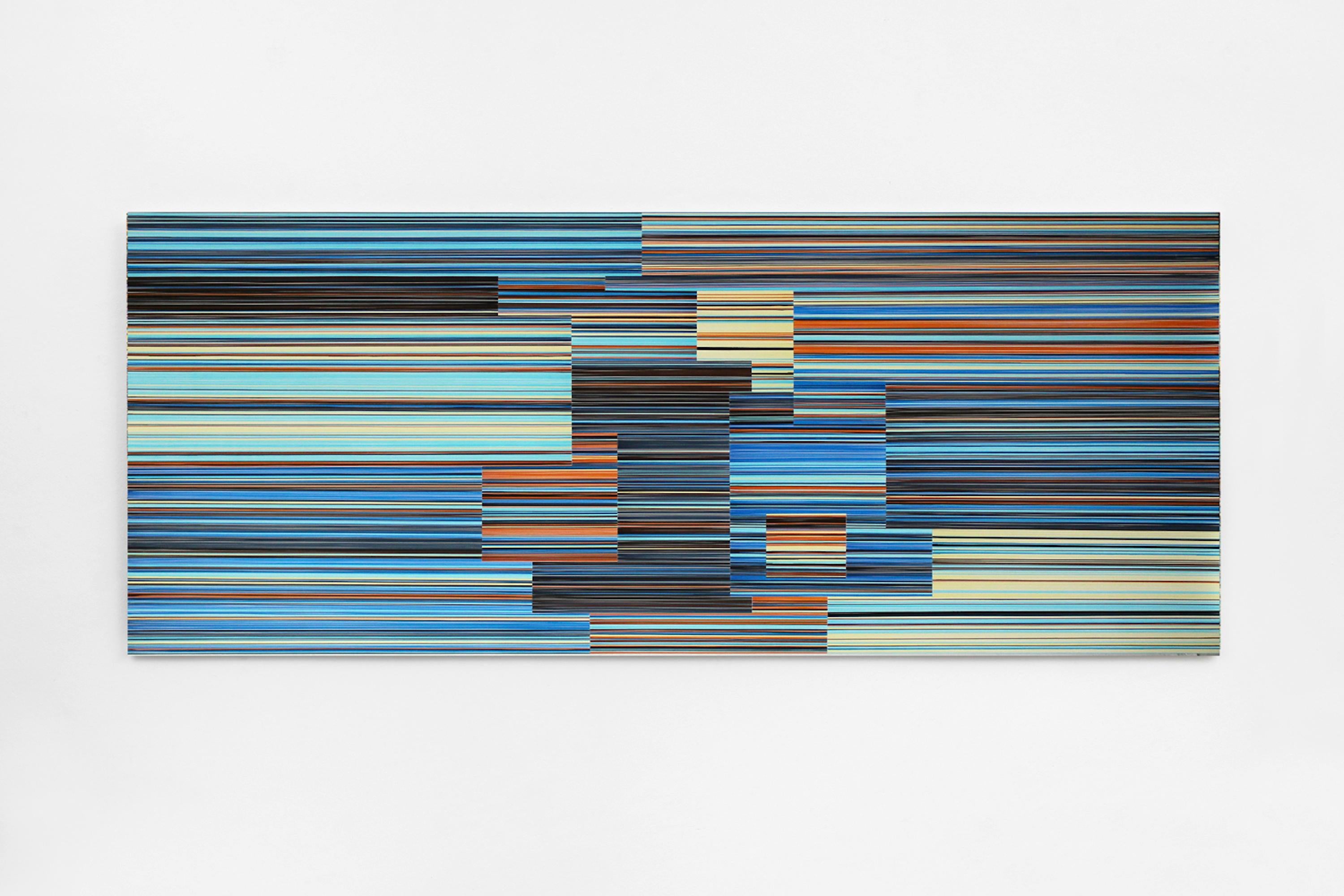 Layer No.51 by Doris Marten - Abstract painting, minimalist, blue, lines, yellow