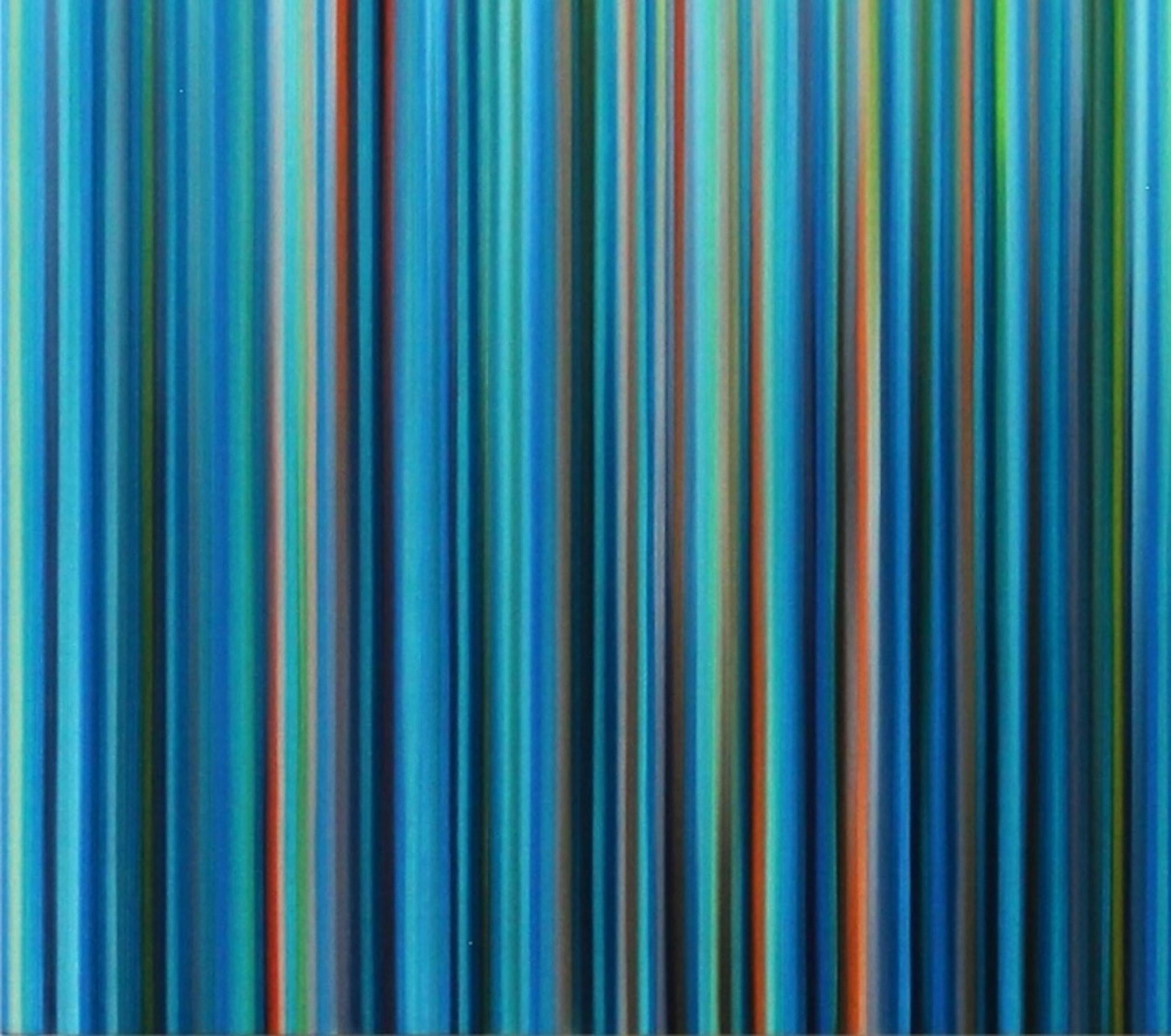 Light’n’Lines No.26 by Doris Marten - Abstract painting, lines, blue For Sale 2