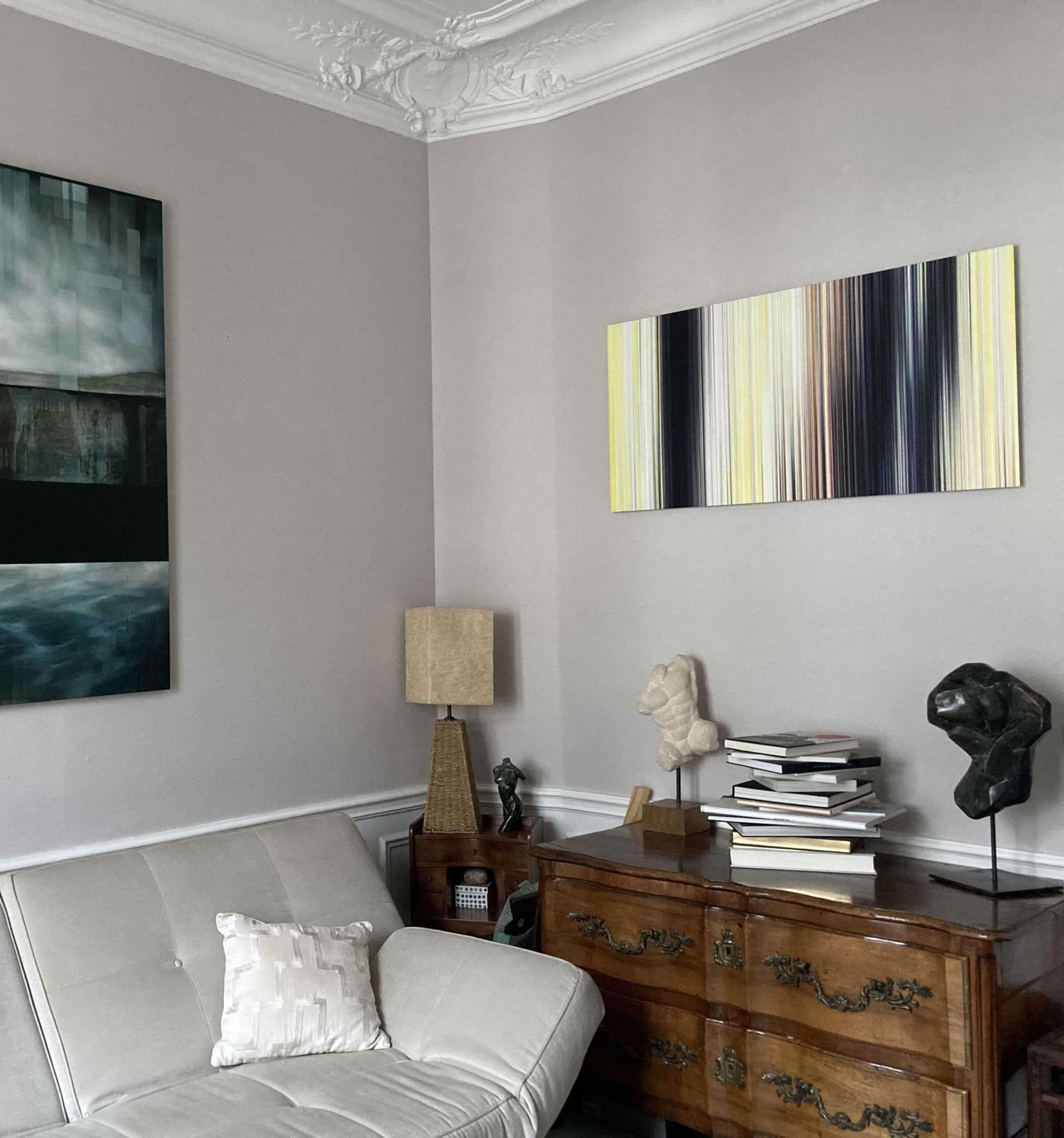 Light'n'Lines No.28 di Doris Marten - Pittura astratta, giallo, linee, armonia in vendita 1