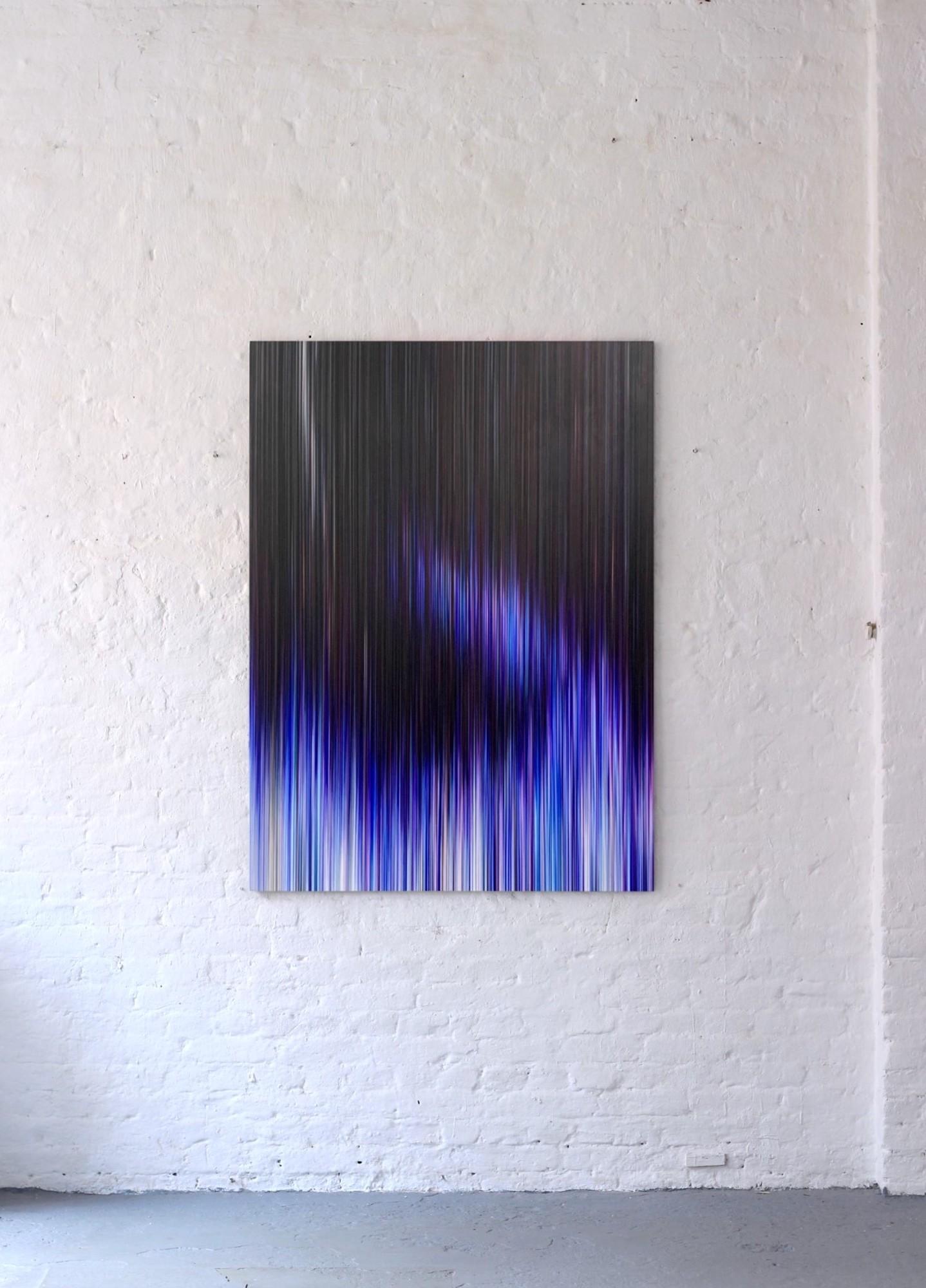 Light'n'Lines nº 33 de Doris Marten - pintura abstracta, ilusión óptica, azul en venta 2