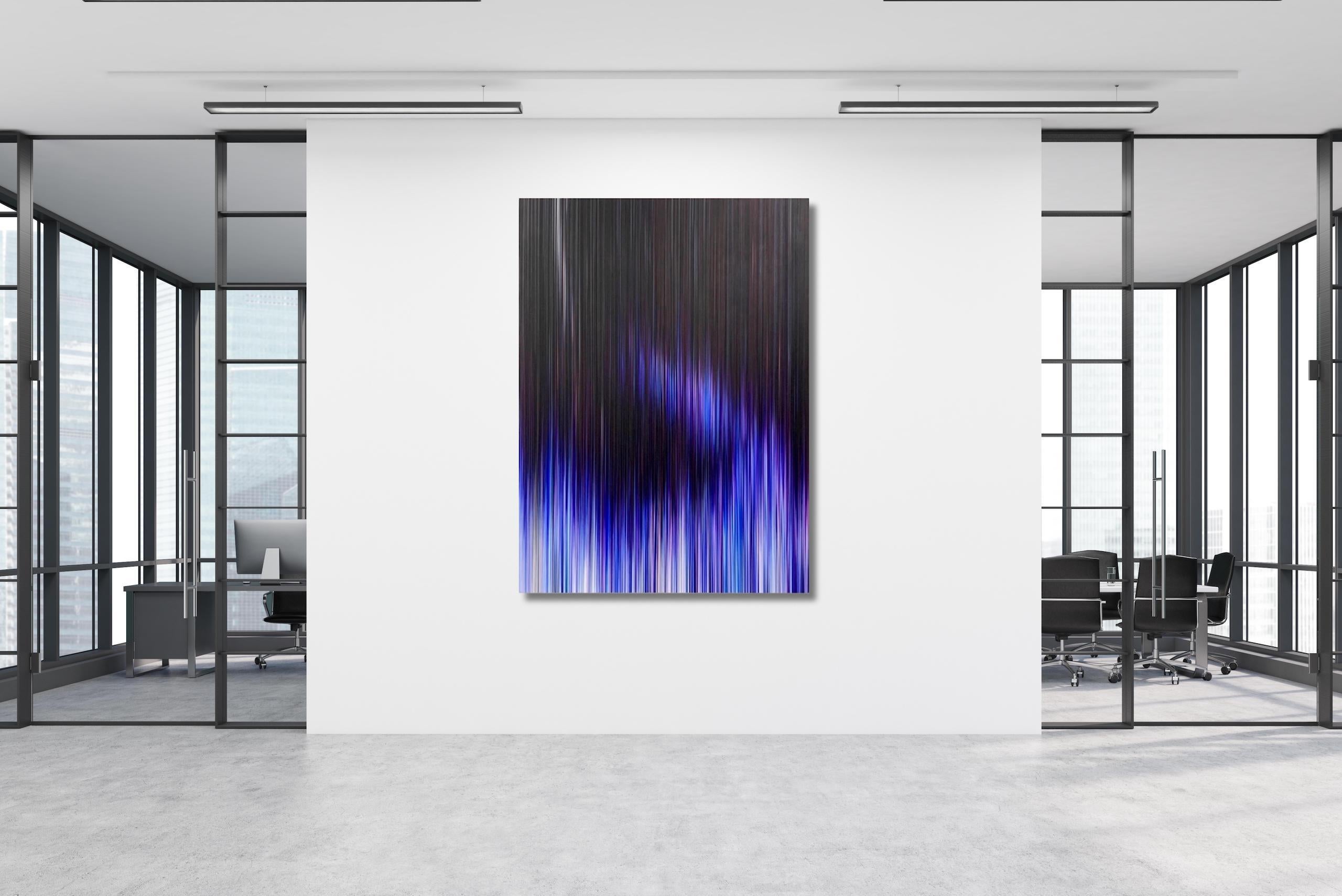Light'n'Lines No.33 di Doris Marten - Quadro astratto contemporaneo, linee blu 1