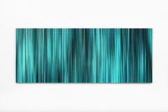 Light'n'Lines No.7 par D. A., peinture minimaliste de 78.74 in de large, bleu-vert
