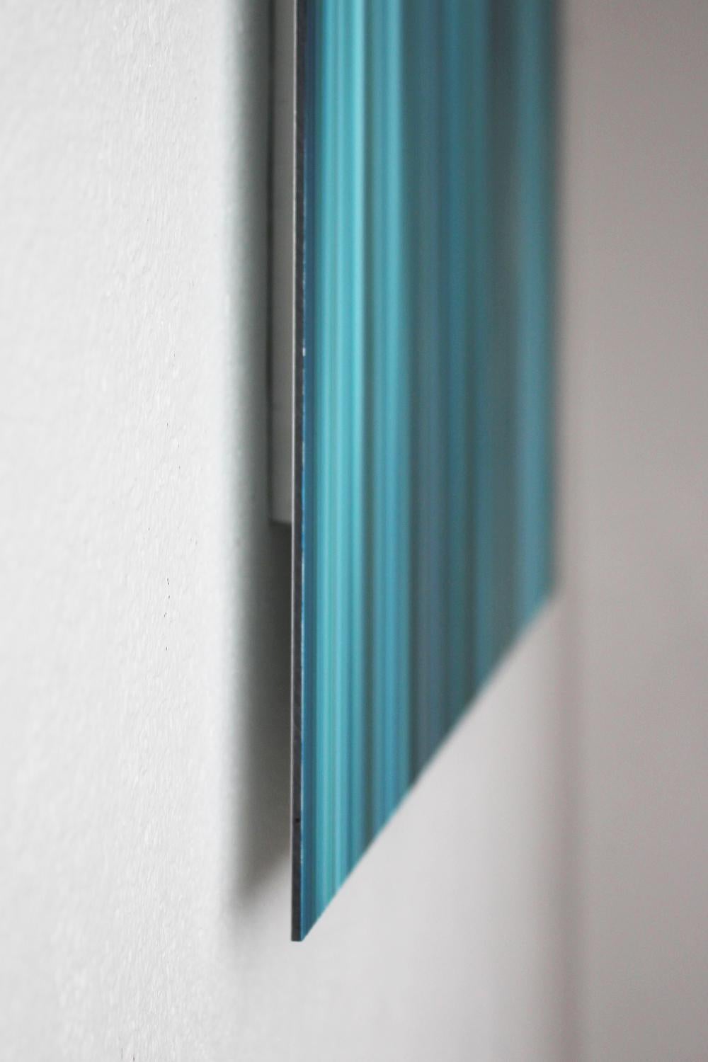 Light'n'Lines No.7 by Doris Marten - large minimalist painting, blue-green For Sale 2