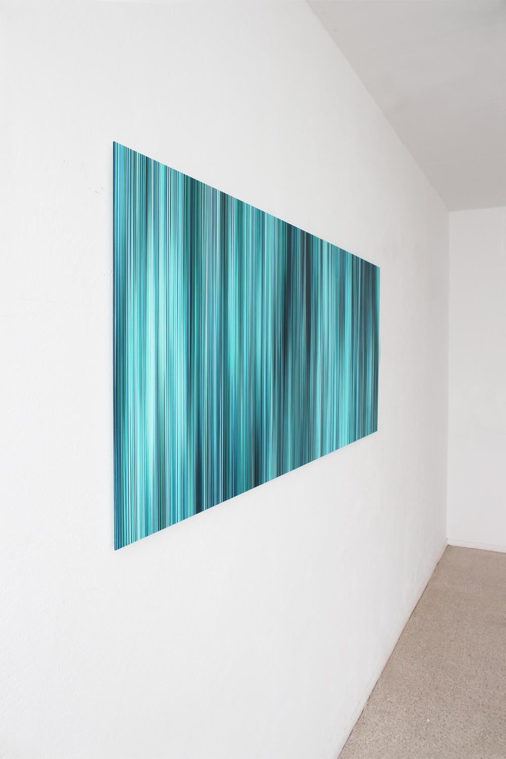 Light'n'Lines No.7 by Doris Marten - large minimalist painting, blue-green For Sale 3