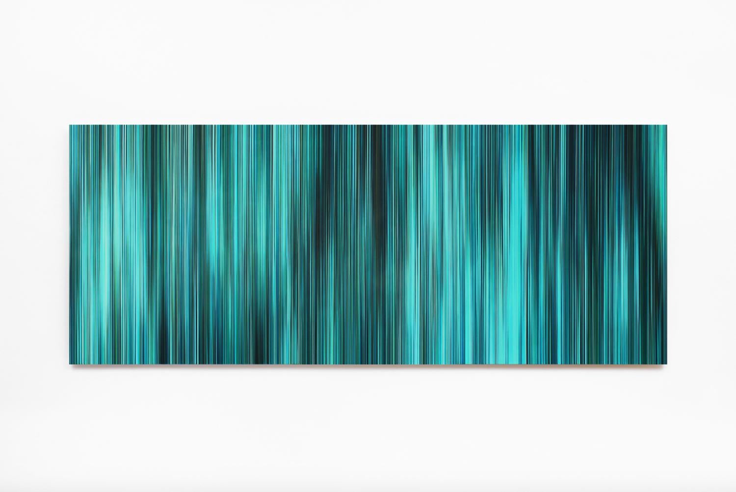 Light'n'Lines No.7 by Doris Marten - large minimalist painting, blue-green
