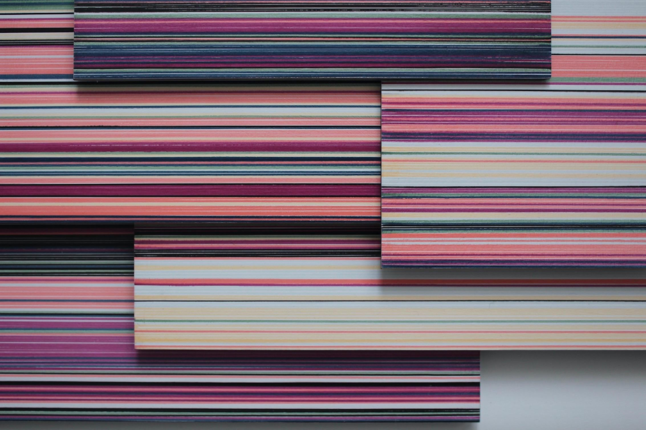 LONo.9 von Doris Marten - Abstraktes Gemälde, minimalistisch, leuchtende Farben, Linien im Angebot 3