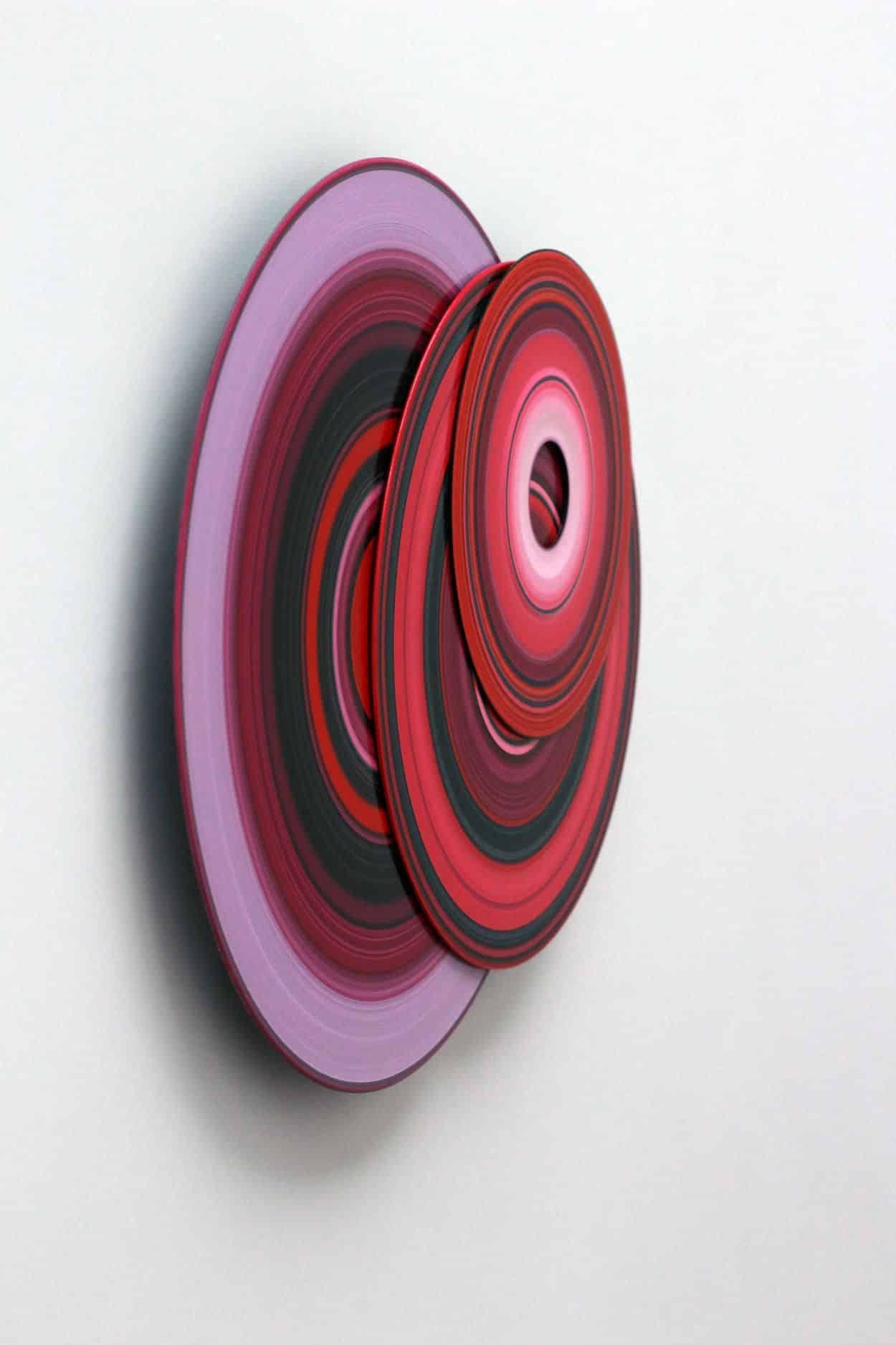 Objekt Nr. 7 von Doris Marten – farbenfrohes abstraktes rosa Gemälde, Öl auf Vinyl im Angebot 2