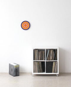 Orange Edition No.17 by Doris Marten - Oil on vinyl record, circles