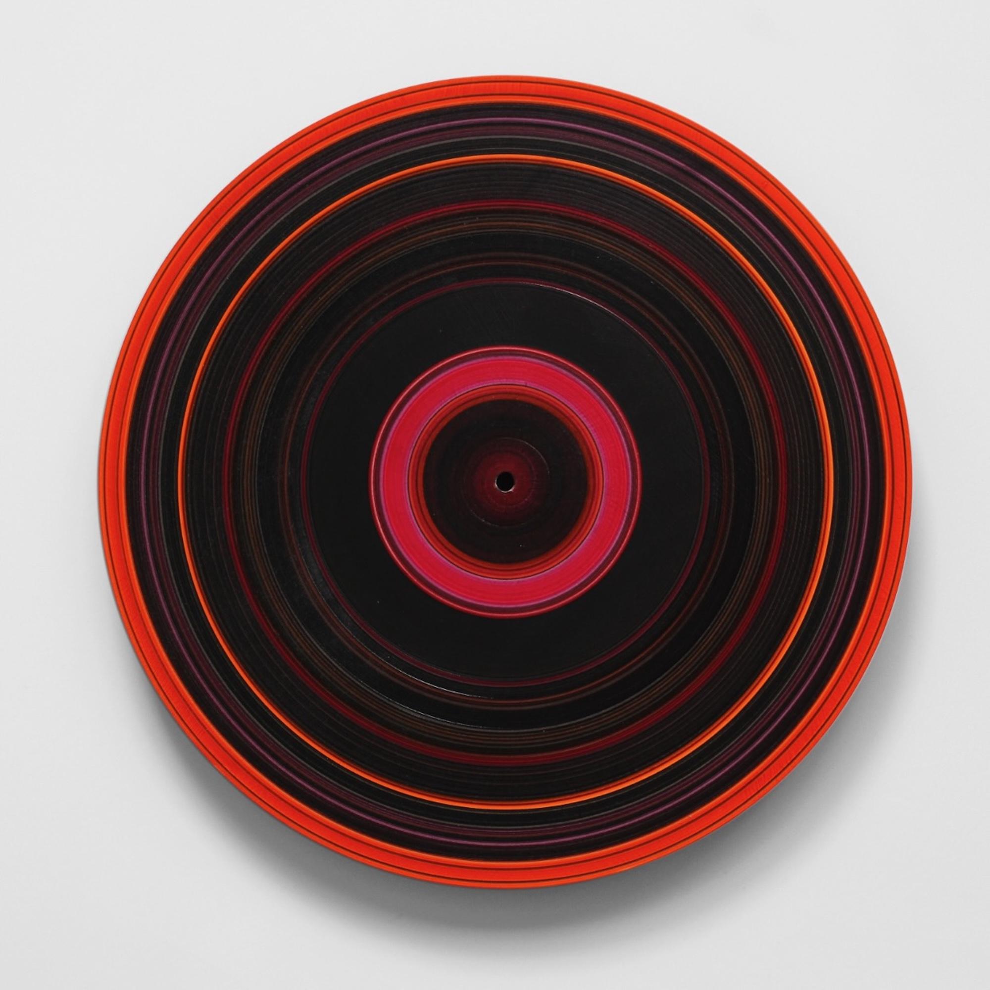 Red Hot Chili Peppers No. 42 by Doris Marten - Oil on vinyl record, circles