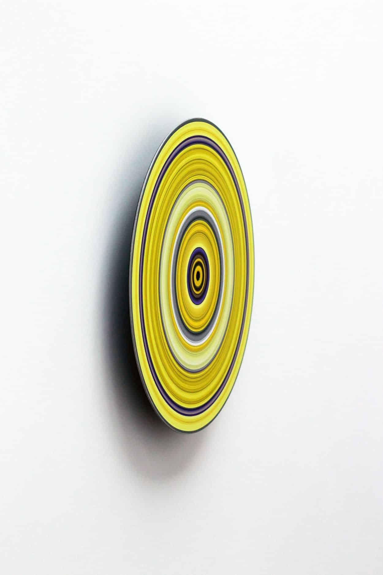 Yellow Edition No. 02m by Doris Marten - Oil on vinyl, music, circle, vivid For Sale 3