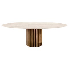 Doris Oval Navona Travertine Dining Table by Fred and Juul