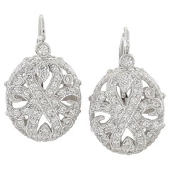Doris Panos 1 ct Round Brilliant Cut Diamond Pave Set Flower Drop/Dangle Earring