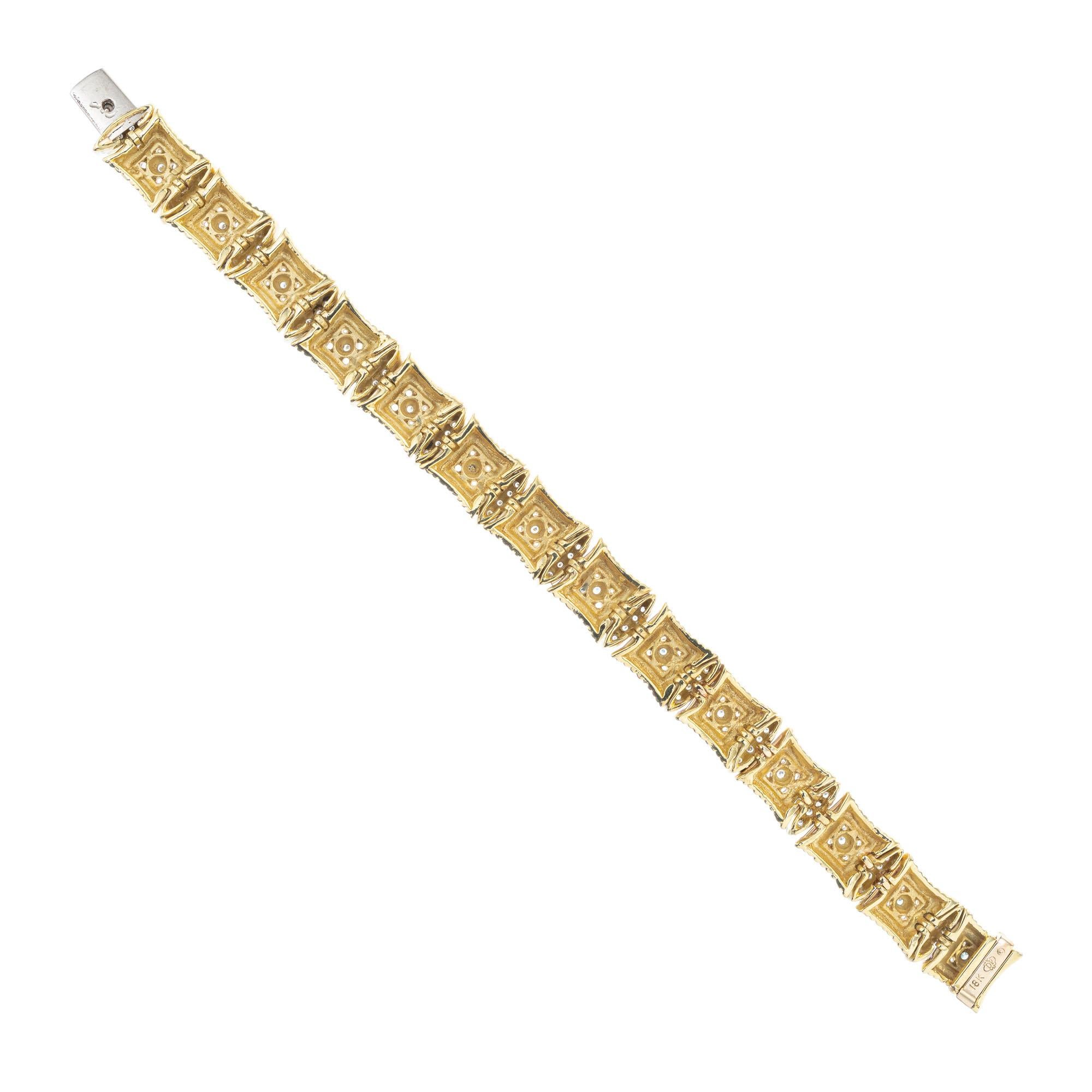 Round Cut Doris Panos 1.00 Carat Diamond Yellow Gold Link Bracelet For Sale
