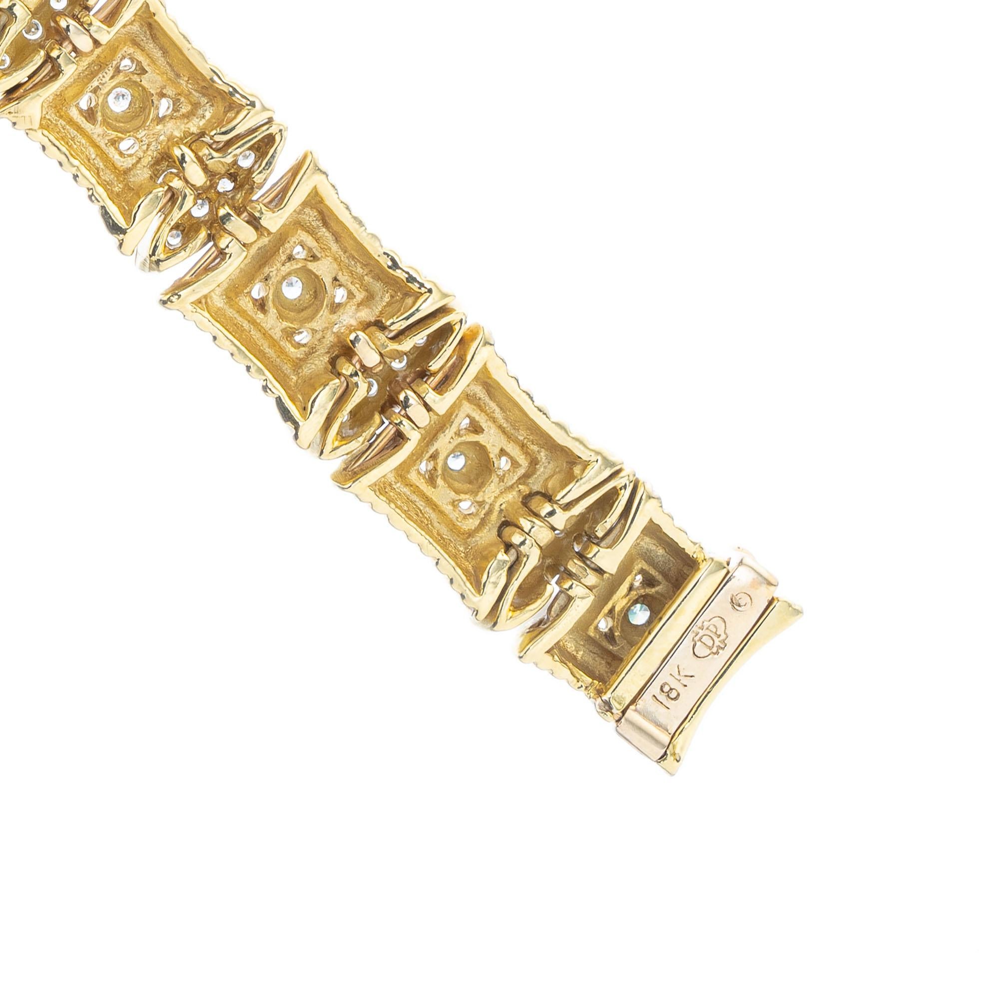 Doris Panos 1.00 Carat Diamond Yellow Gold Link Bracelet In Good Condition For Sale In Stamford, CT