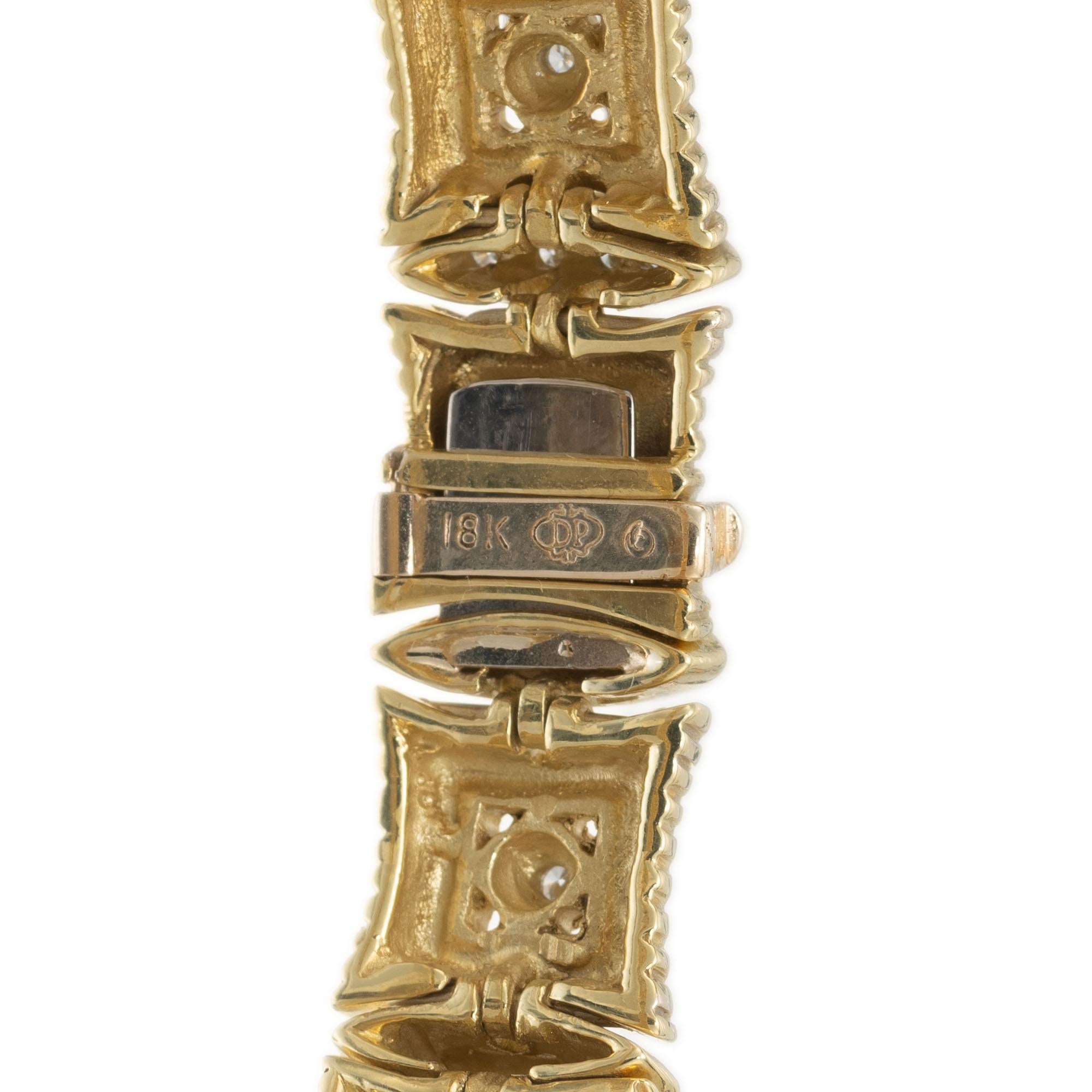 Women's Doris Panos 1.00 Carat Diamond Yellow Gold Link Bracelet For Sale