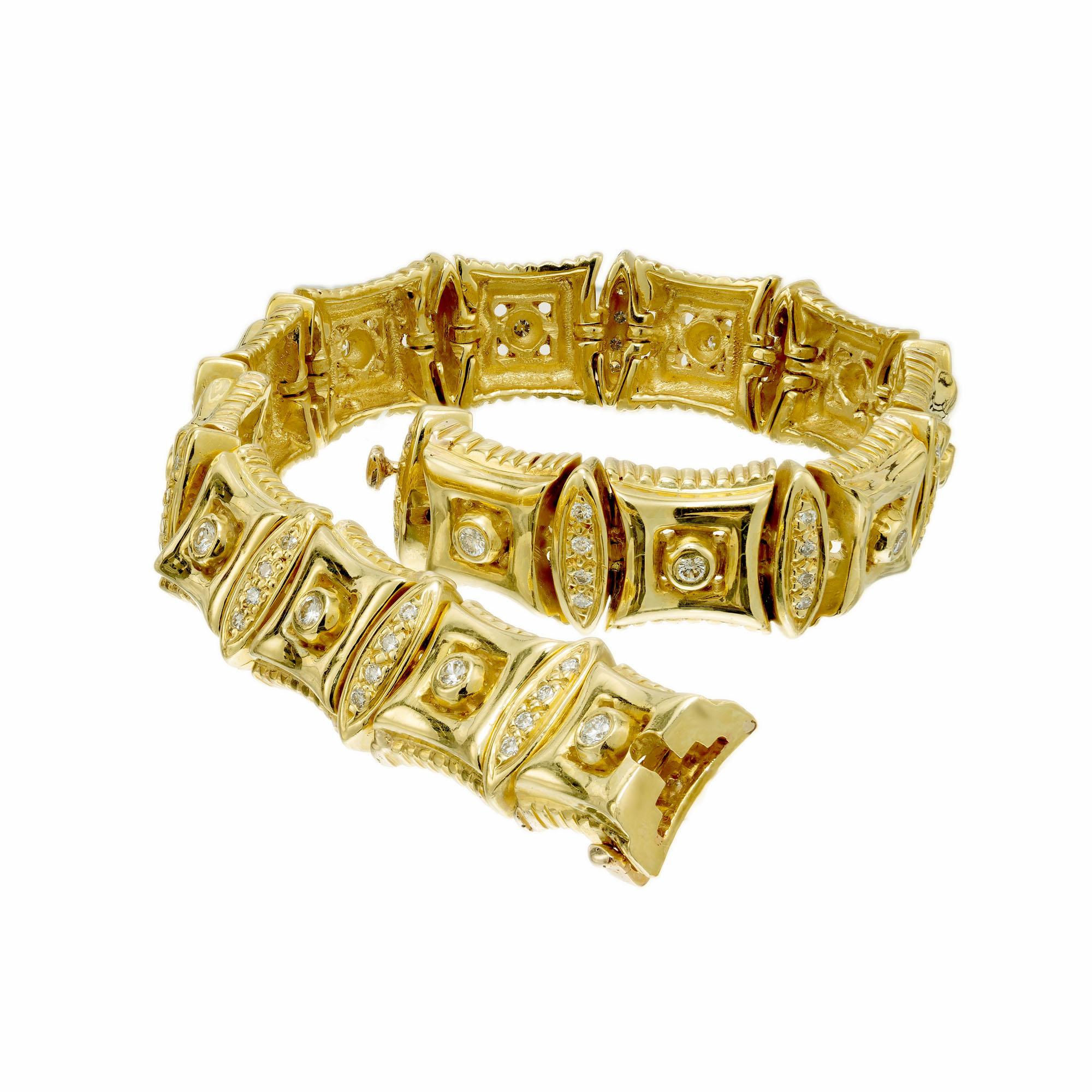 Doris Panos 1.00 Carat Diamond Yellow Gold Link Bracelet For Sale 2