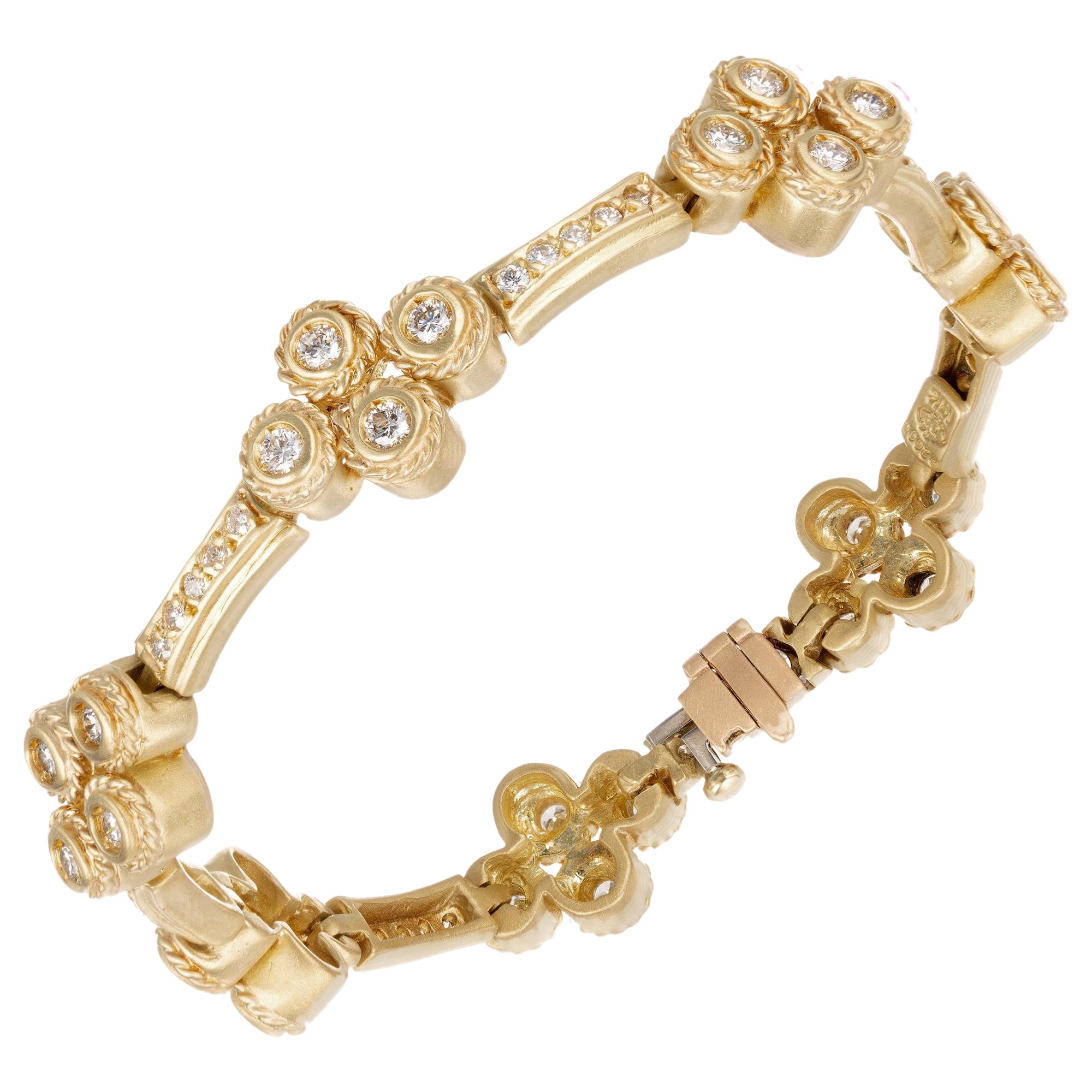 Doris Panos 1.40 Carat Diamond 18 Karat Yellow Gold Bracelet
