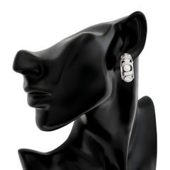 Doris Panos 18-karat White Gold Diamond Spaced Cut Out 1/2 Hoop Satin Earrings