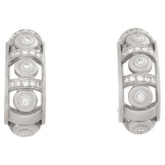 Doris Panos 18-karat White Gold Diamond Spaced Cut Out 1/2 Hoop Satin Earrings