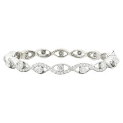 Doris Panos 18 Karat White Gold Diamond Weave Bangle Bracelet