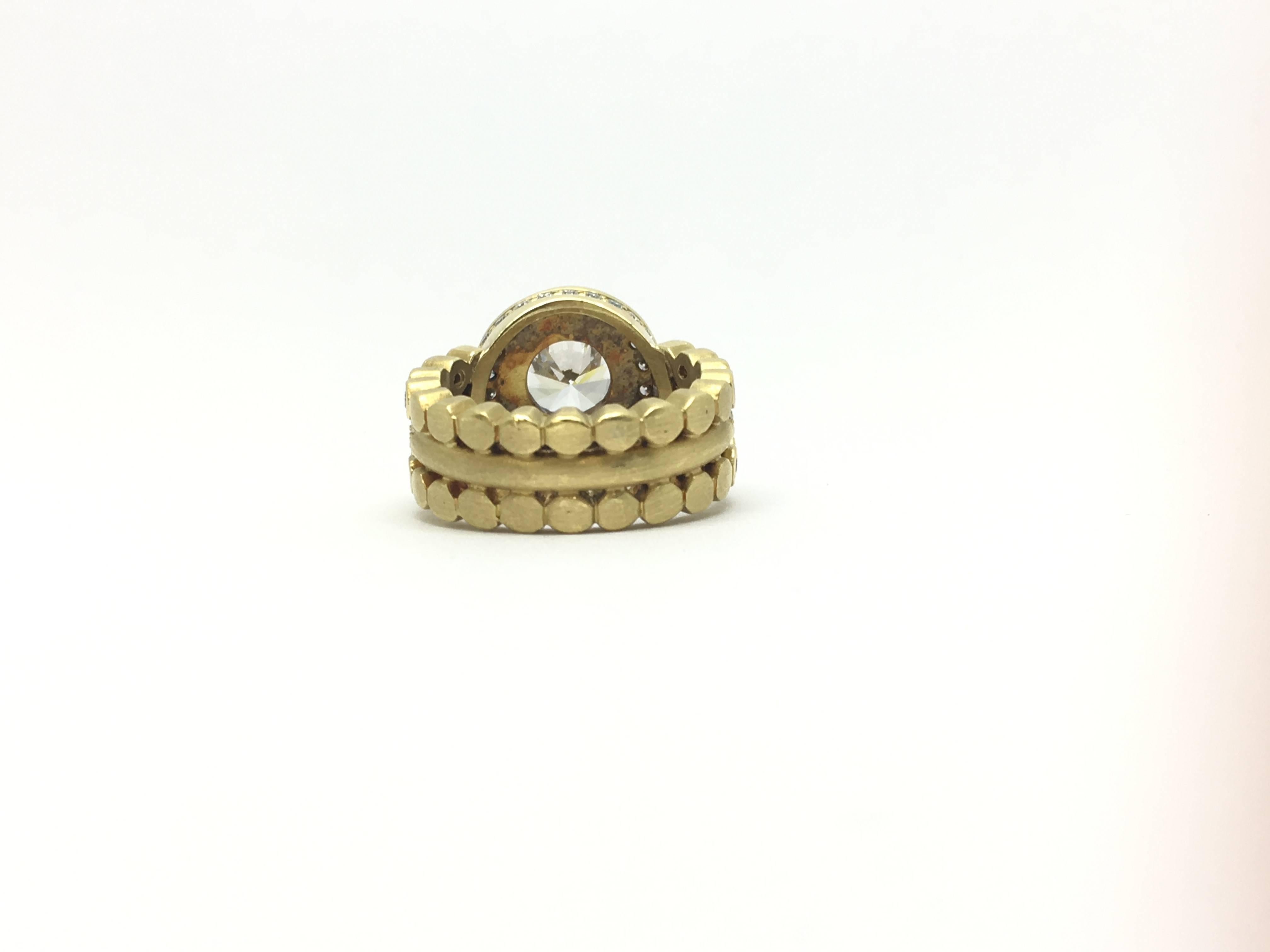 Women's or Men's Doris Panos 18 Karat Yellow Gold Semi Mount Diamond Ring For Sale