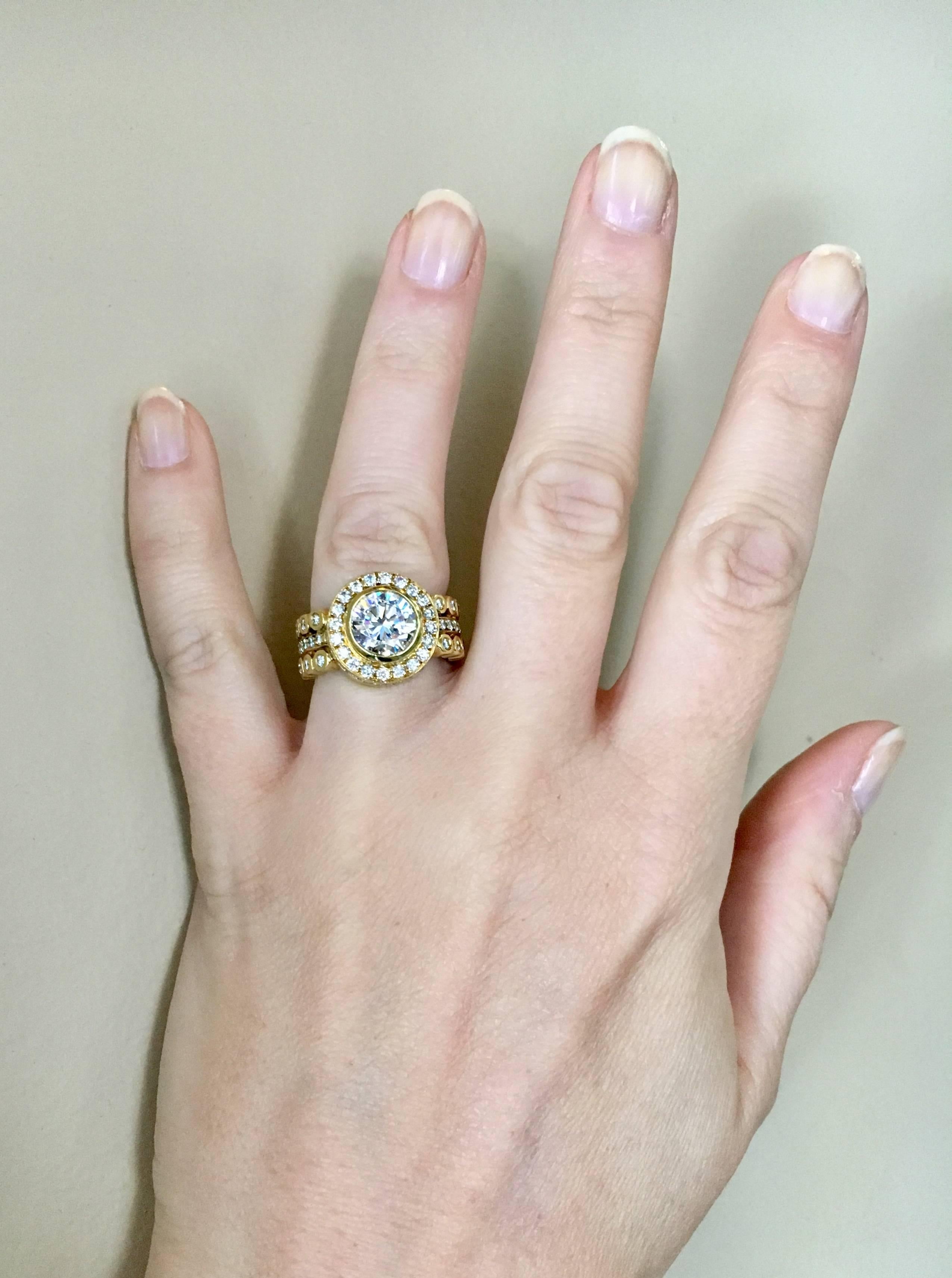 Doris Panos 18 Karat Yellow Gold Semi Mount Diamond Ring For Sale 1