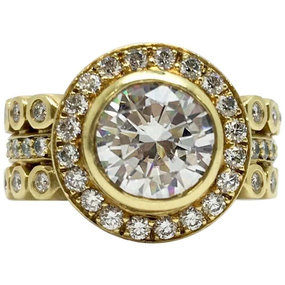 Doris Panos 18 Karat Yellow Gold Semi Mount Diamond Ring For Sale
