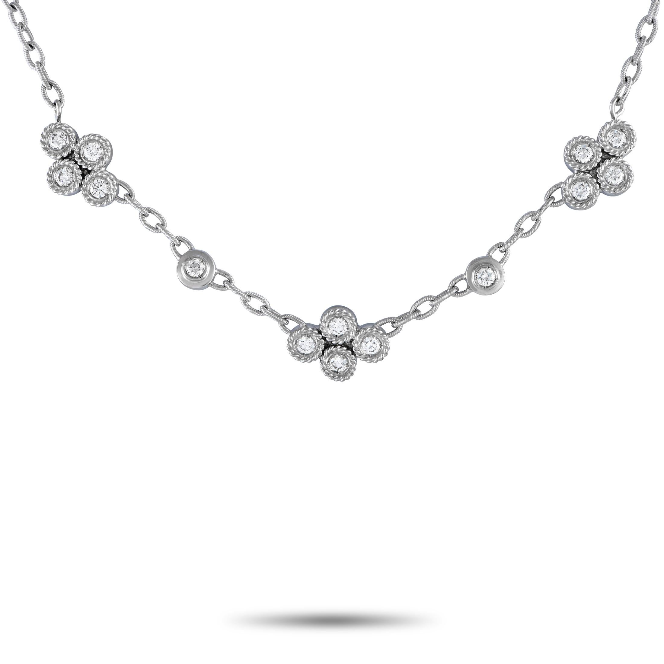 Doris Panos 18K White Gold 1.40ct Diamond Necklace DP22-020124 In Excellent Condition In Southampton, PA