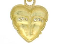 Doris Panos Pendentif cœur en or jaune 18 carats avec finition mate et diamants