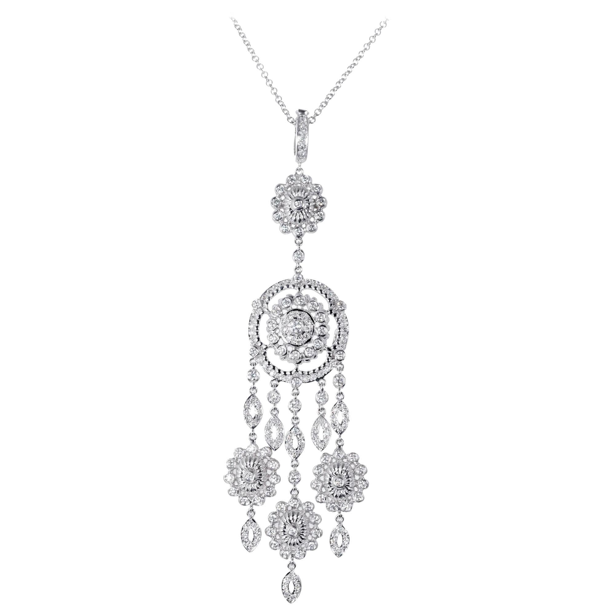 Doris Panos 3.60 Carat Diamond White Gold Anastasia Diva Pendant Necklace For Sale