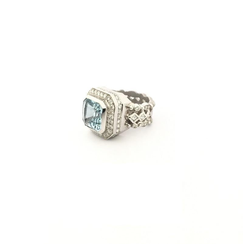 Doris Panos Damenring mit Aquamarin und Diamant RHM im Zustand „Neu“ im Angebot in Wilmington, DE