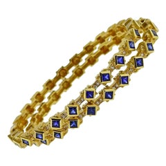 Doris Panos Bianca Gold Diamond Sapphire Bracelet Set