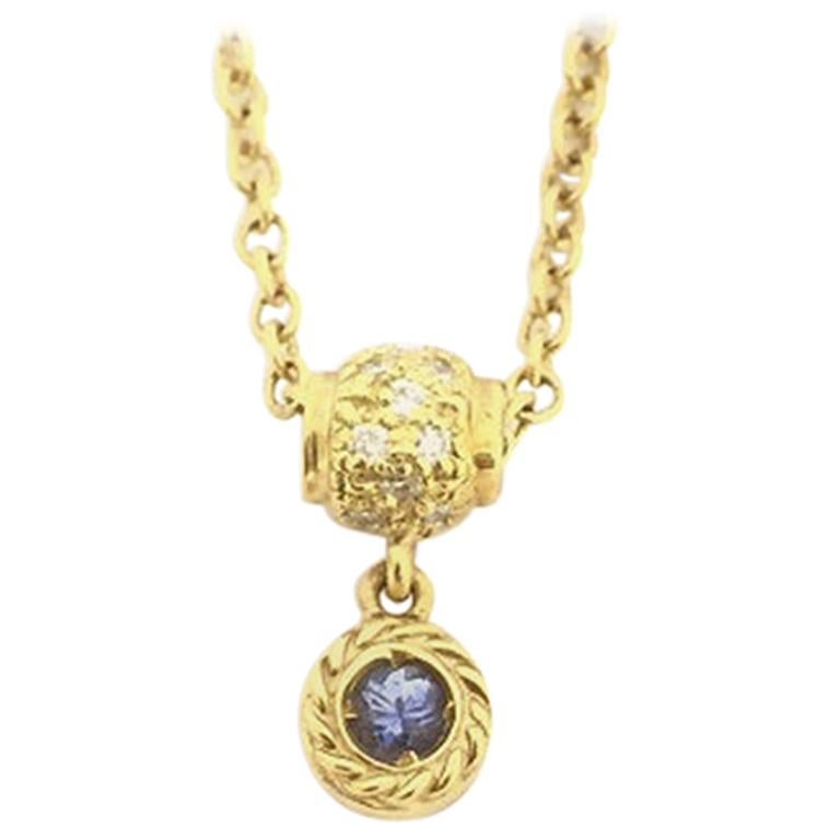 Doris Panos Blue Sapphire and Diamond Necklace NC636SAP For Sale