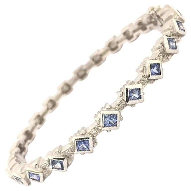 Doris Panos Blue Sapphire and Diamonds Ladies Bangle BR600SAP For Sale