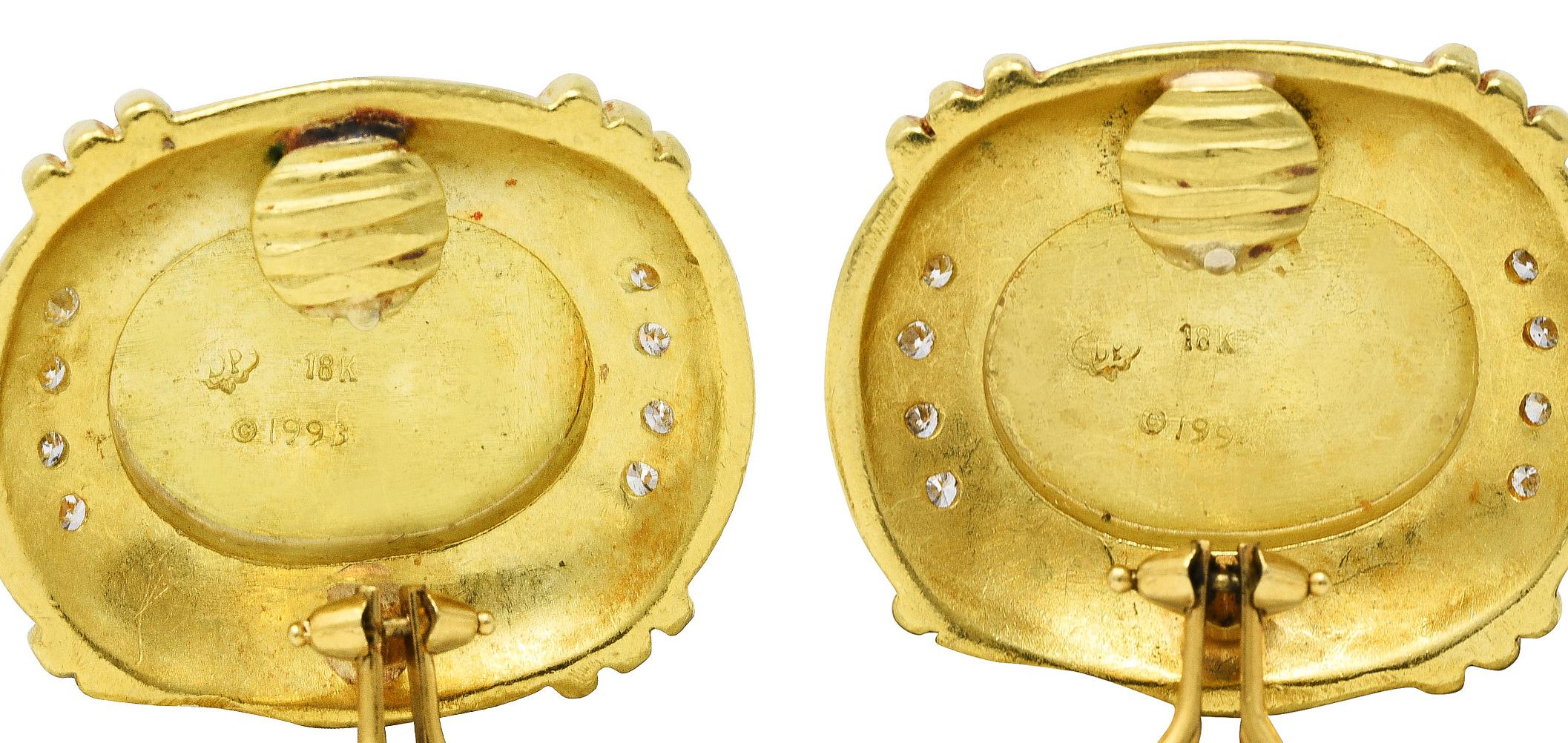 Contemporary Doris Panos Diamond 18 Karat Yellow Gold Venus & Cupid Earrings