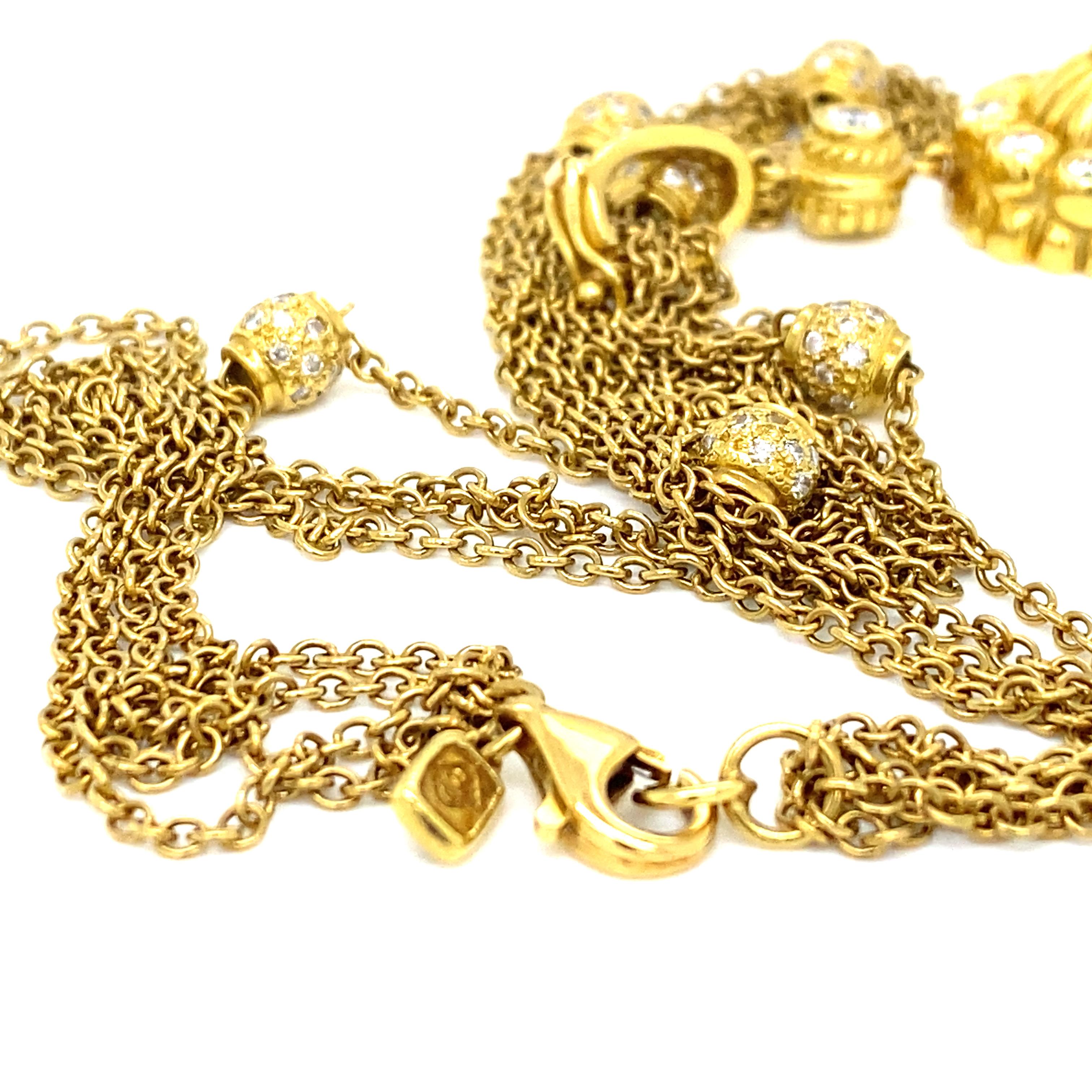 Doris Panos Diamond 3-Row Necklace Enhancer Pendant 18k Yellow Gold 3