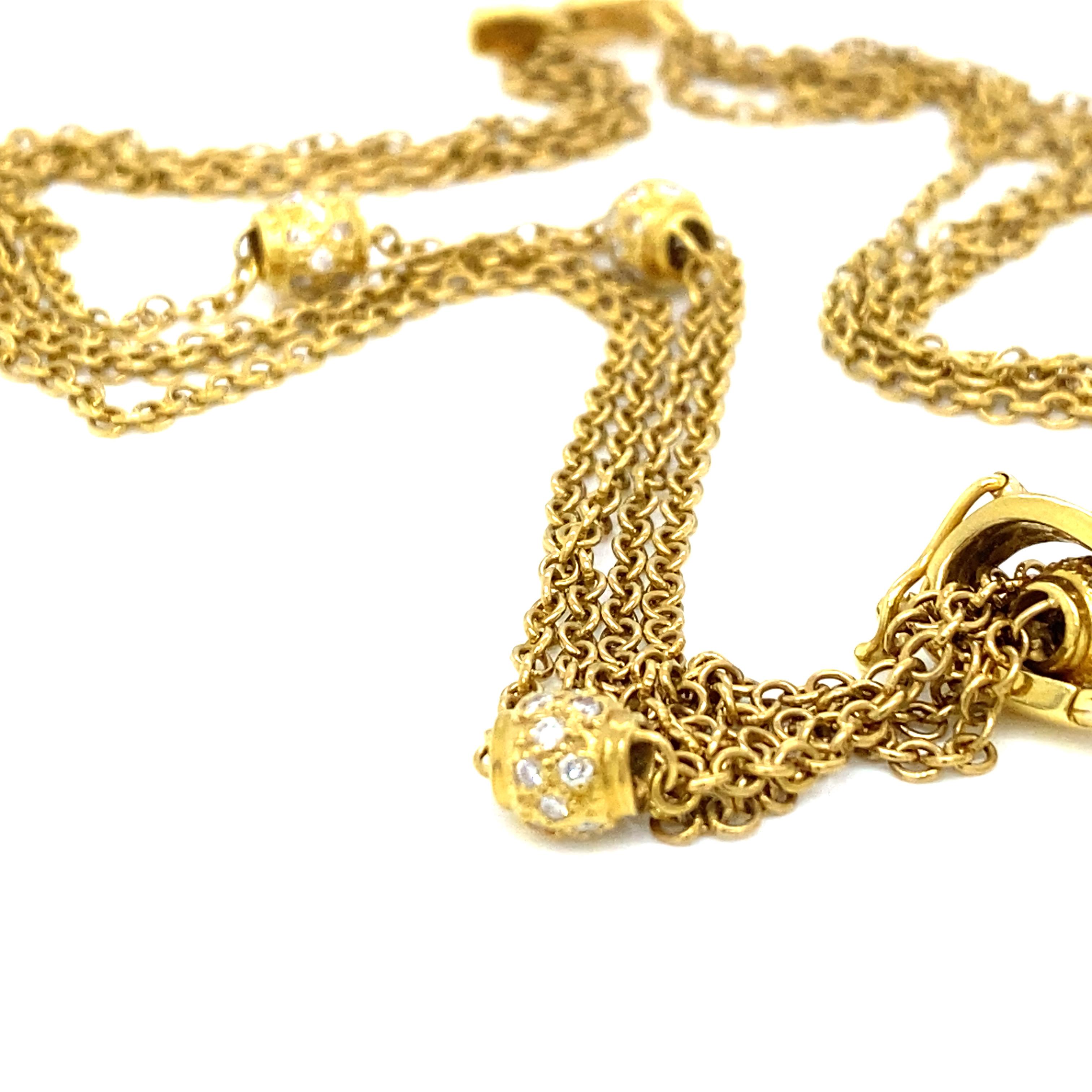 Doris Panos Diamond 3-Row Necklace Enhancer Pendant 18k Yellow Gold 1