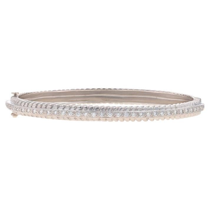 Doris Panos Diamond Bangle Bracelet 6 1/2" -White Gold 18k Rnd .50ctw Matte Rope