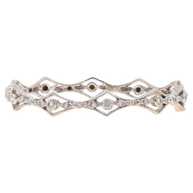 Doris Panos Diamond Bangle Bracelet 6 3/4" White Gold 18k Round Brilliant .55ctw For Sale