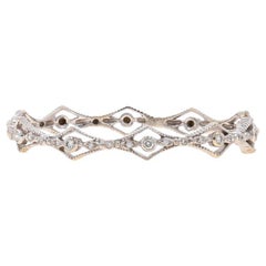 Doris Panos Diamond Bangle Bracelet 6 3/4" White Gold 18k Round Brilliant .55ctw