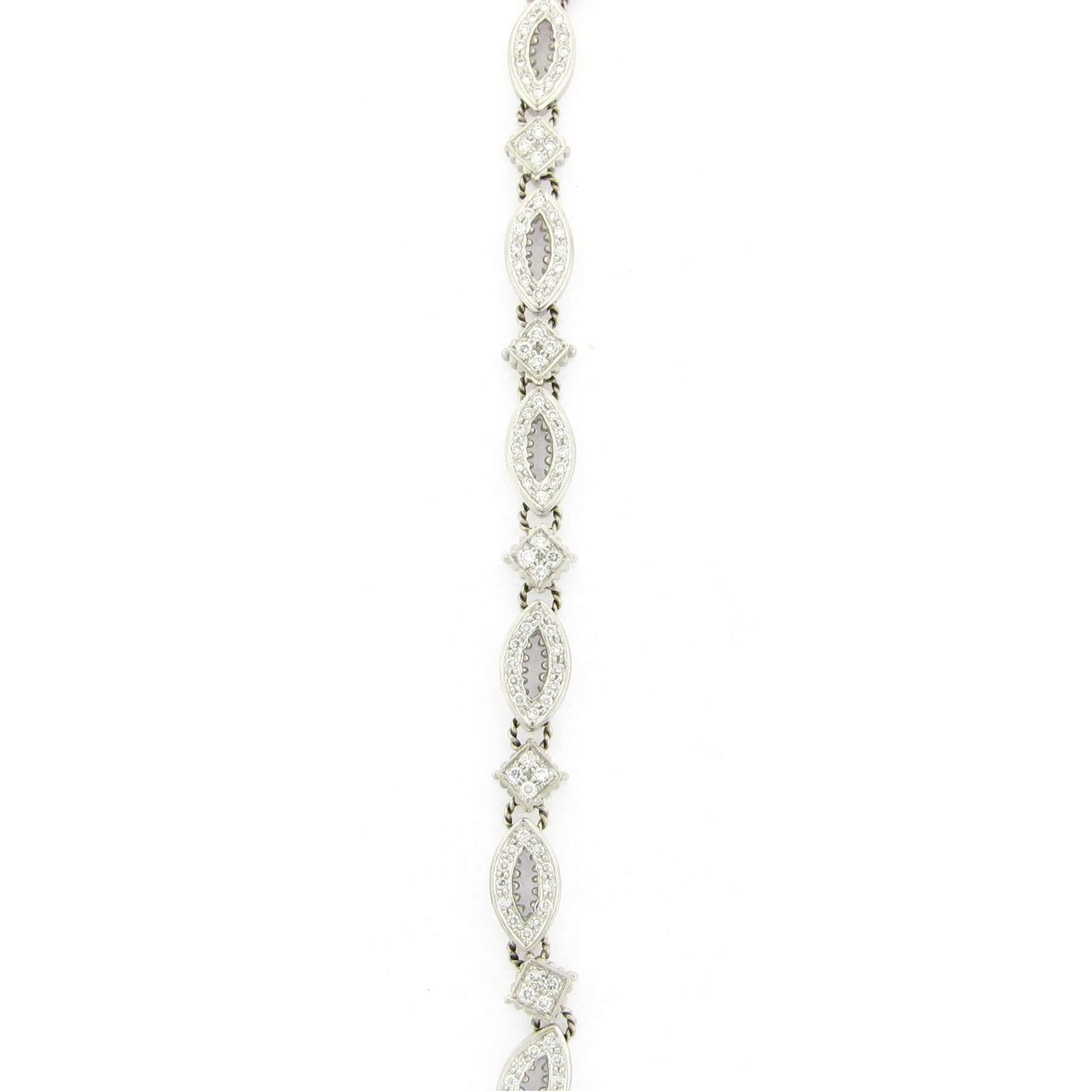 Doris Panos Diamond Fashion Bracelet. This Bracelet Has 131 Round Diamonds ~2.62CTW. And Has Square And Oval Alternating Diamond Stations. The Bracelet Is 7