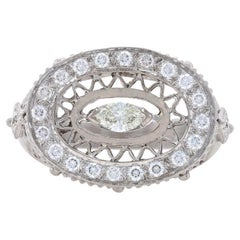 Doris Panos Anillo con Halo de Diamantes Oro Blanco 18k Marquesa 1,28ctw Halo Oculto 10 1/2