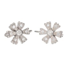 Doris Panos Diamond White Gold Flower Dangle Ohrringe