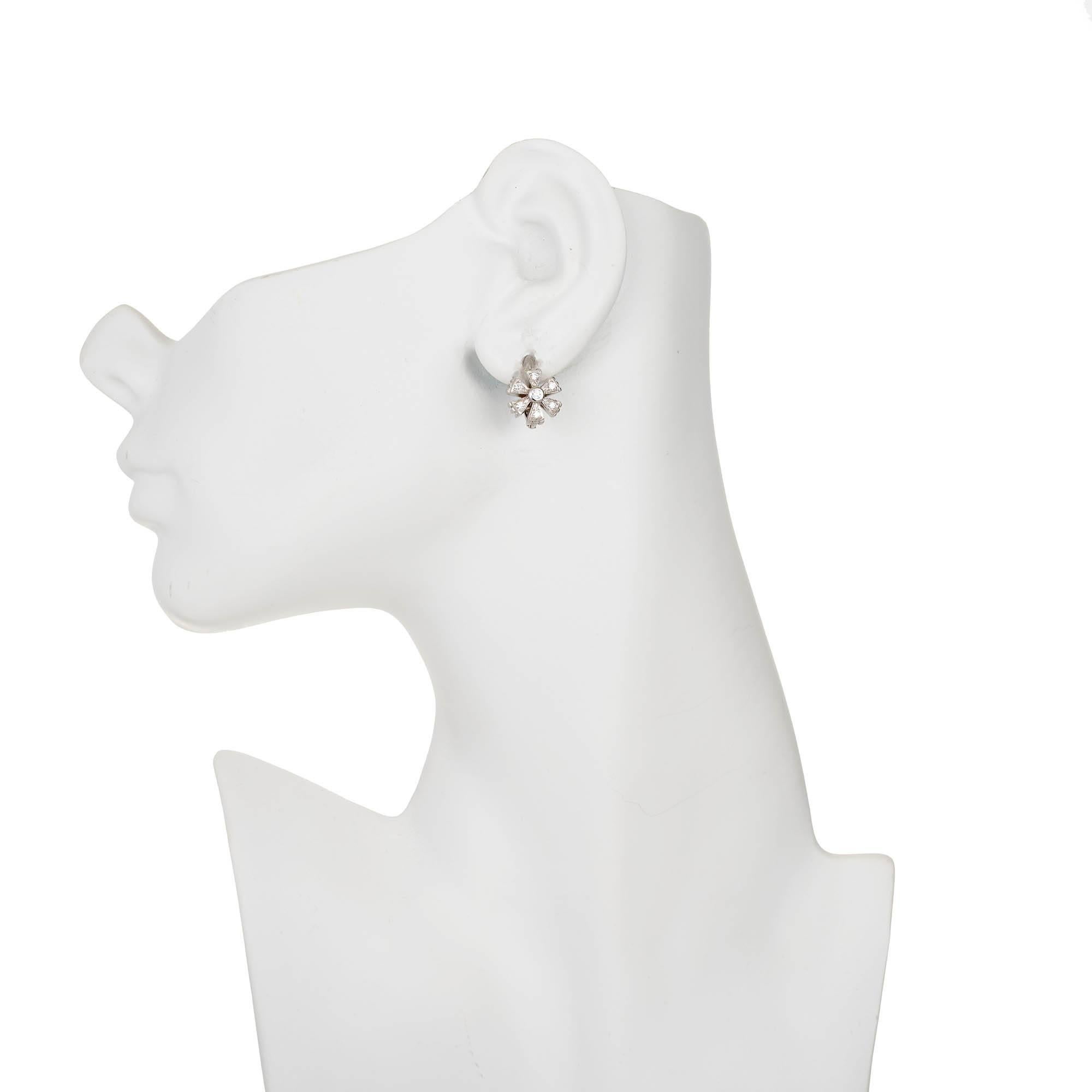 Women's Doris Panos Diamond White Gold Flower Dangle Earrings